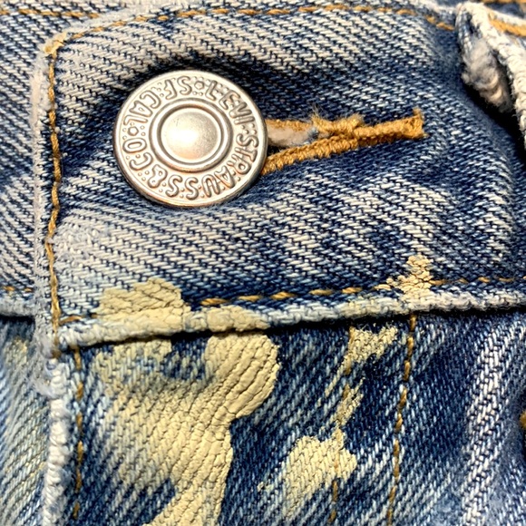 Levi *Vintage* 1990s High Waisted Painted Jean Denim Shorts W31 L30 - Picture 6 of 8